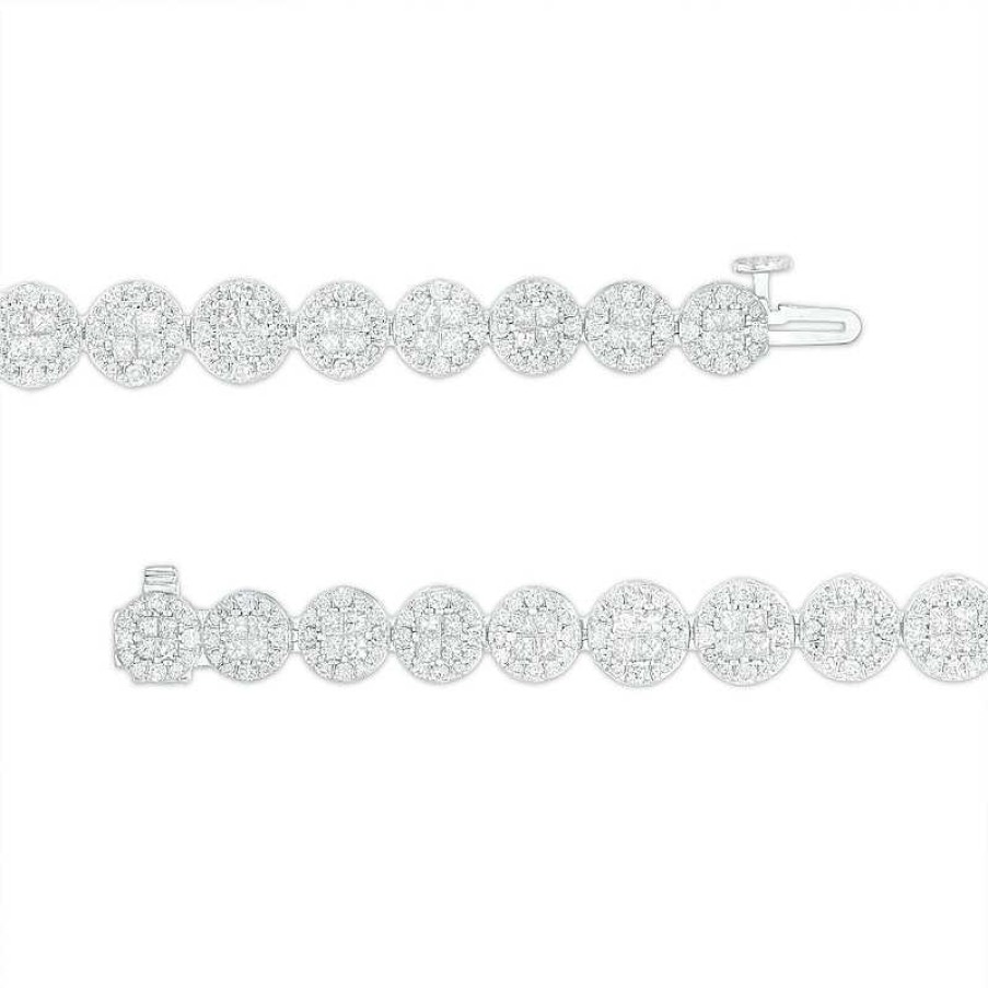 Zales 6 Ct. T.W. Multi-Diamond Line Bracelet In 10K White Gold 7.25" Bracelets