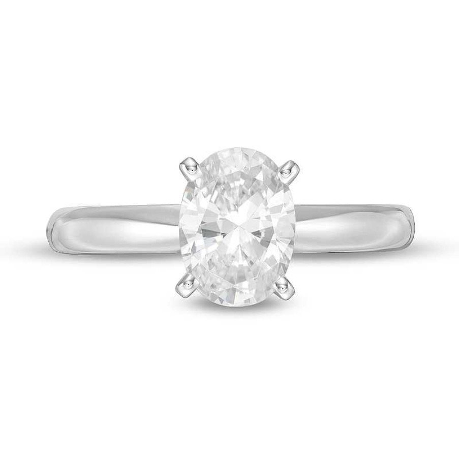 Zales 1-1/2 Ct. Certified Oval Lab-Created Diamond Solitaire Engagement Ring In 14K White Gold (F/Vs2) Rings