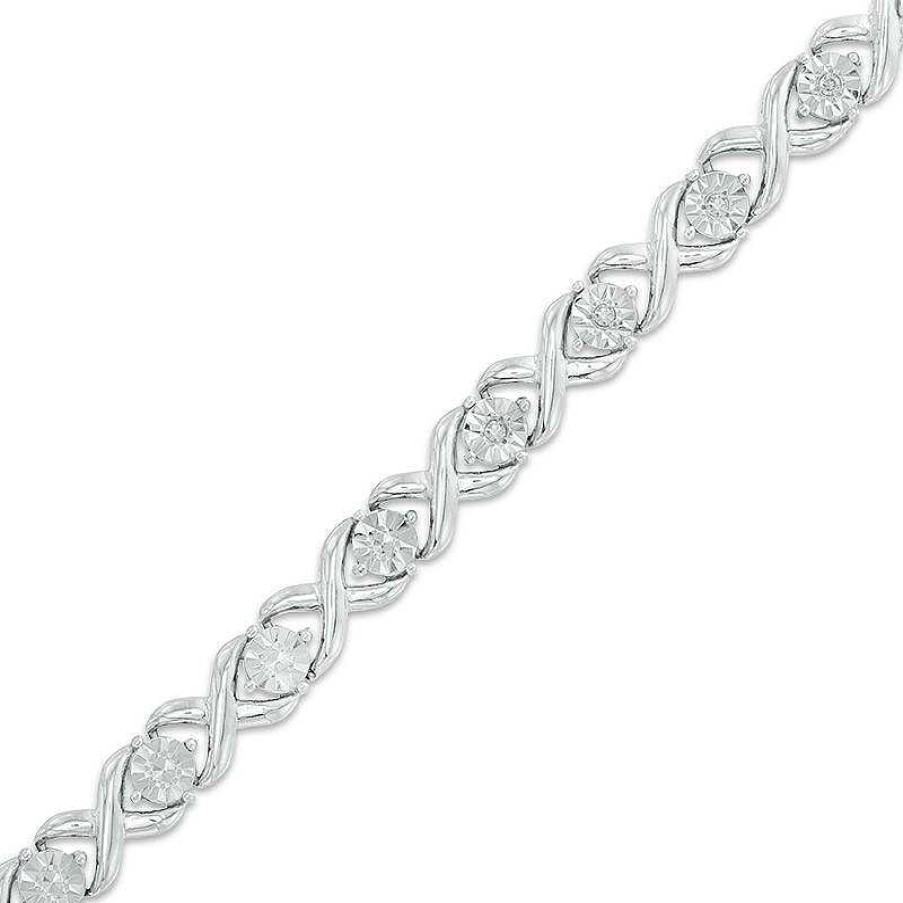 Zales Diamond Accent "Xo" Link Bracelet In Sterling Silver - 7.25" Bracelets