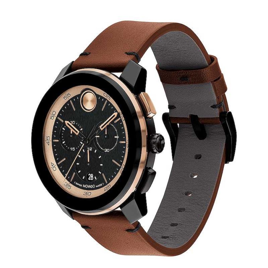 Movado Men'S Movado Bold® Tr90 Brown Strap Watch With Black And Bronze-Tone Dial And Date Window (Model: 3601115) Watches