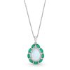 Zales Pear-Shaped Lab-Created Opal, Lab-Created Emerald And White Lab-Created Sapphire Frame Pendant In Sterling Silver Necklaces