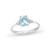 Zales Elongated Cushion-Cut Aquamarine And Diamond Accent V-Collar Ring In 10K White Gold Rings