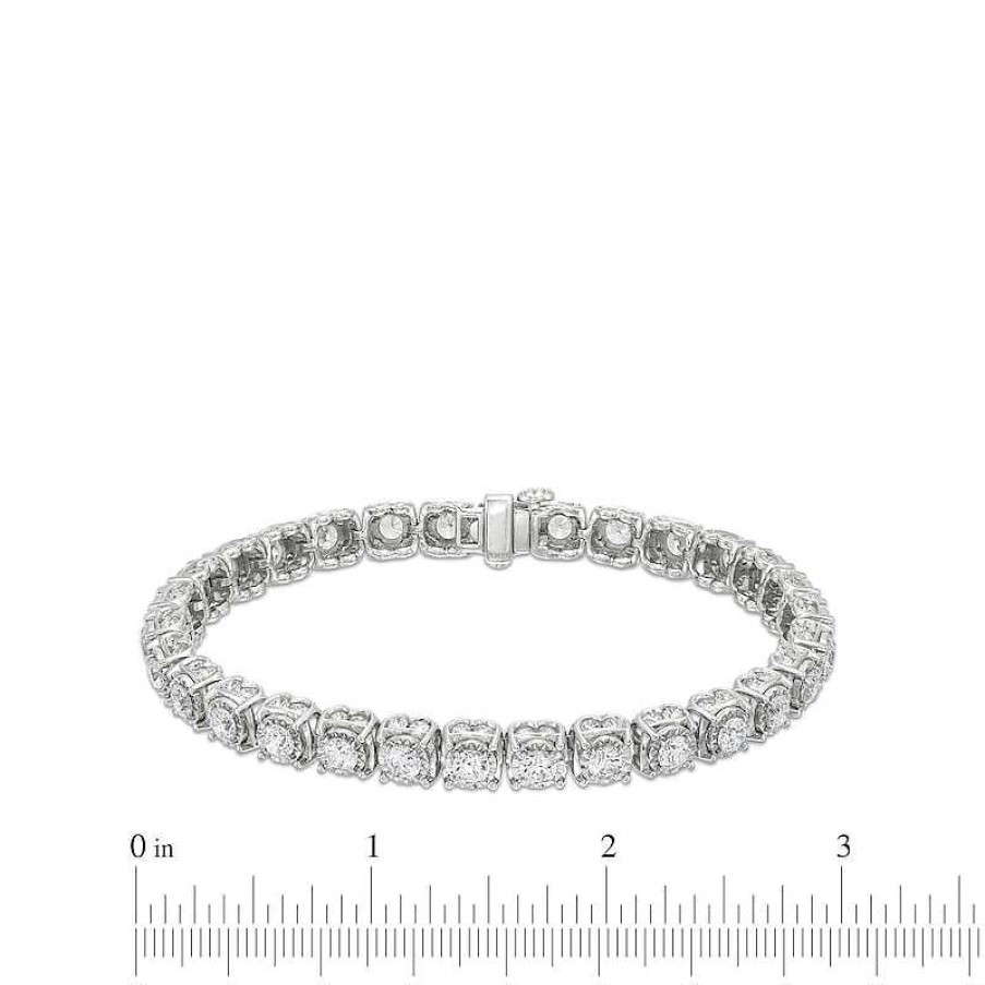 Zales 10 Ct. T.W. Certified Lab-Created Diamond Cushion Tennis-Style Bracelet In 10K White Gold (I/I1) Bracelets