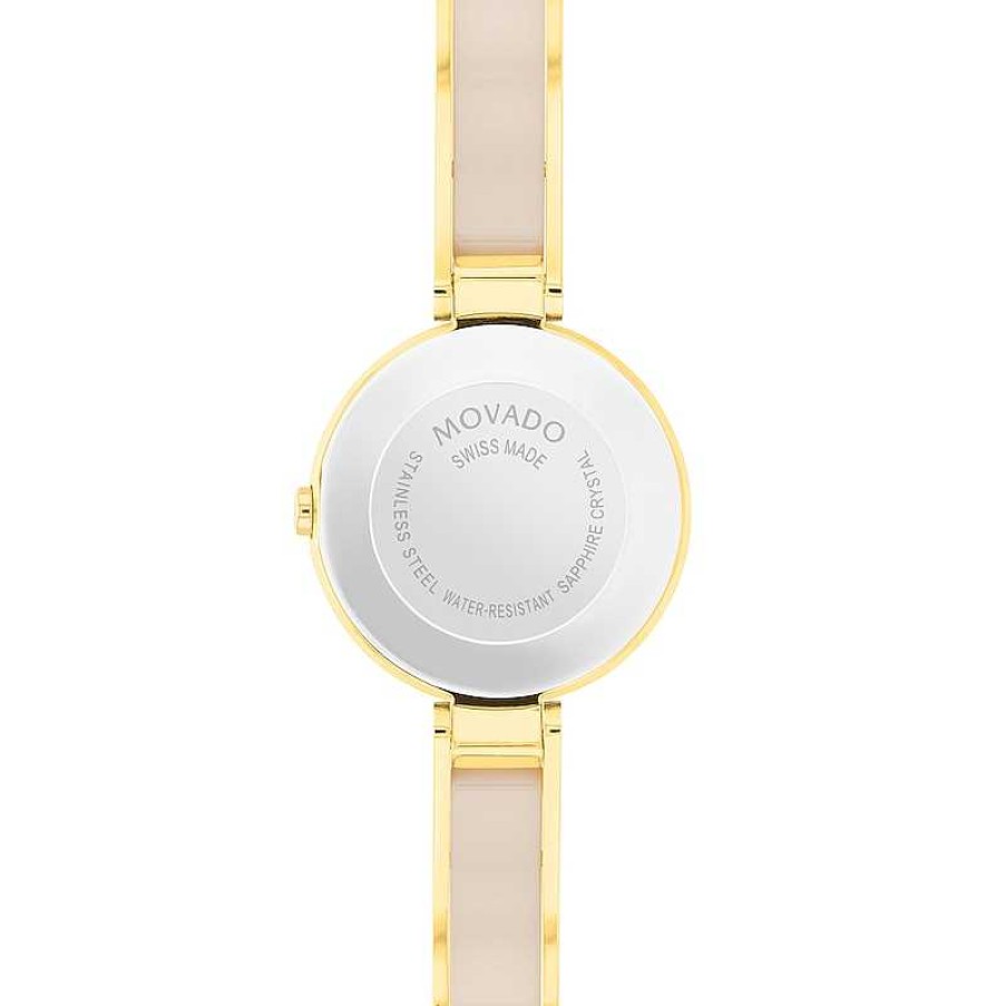 Movado Ladies' Movado Moda Gold-Tone Pvd Ceramic Bangle Watch With Taupe Dial (Model: 0607867) Watches