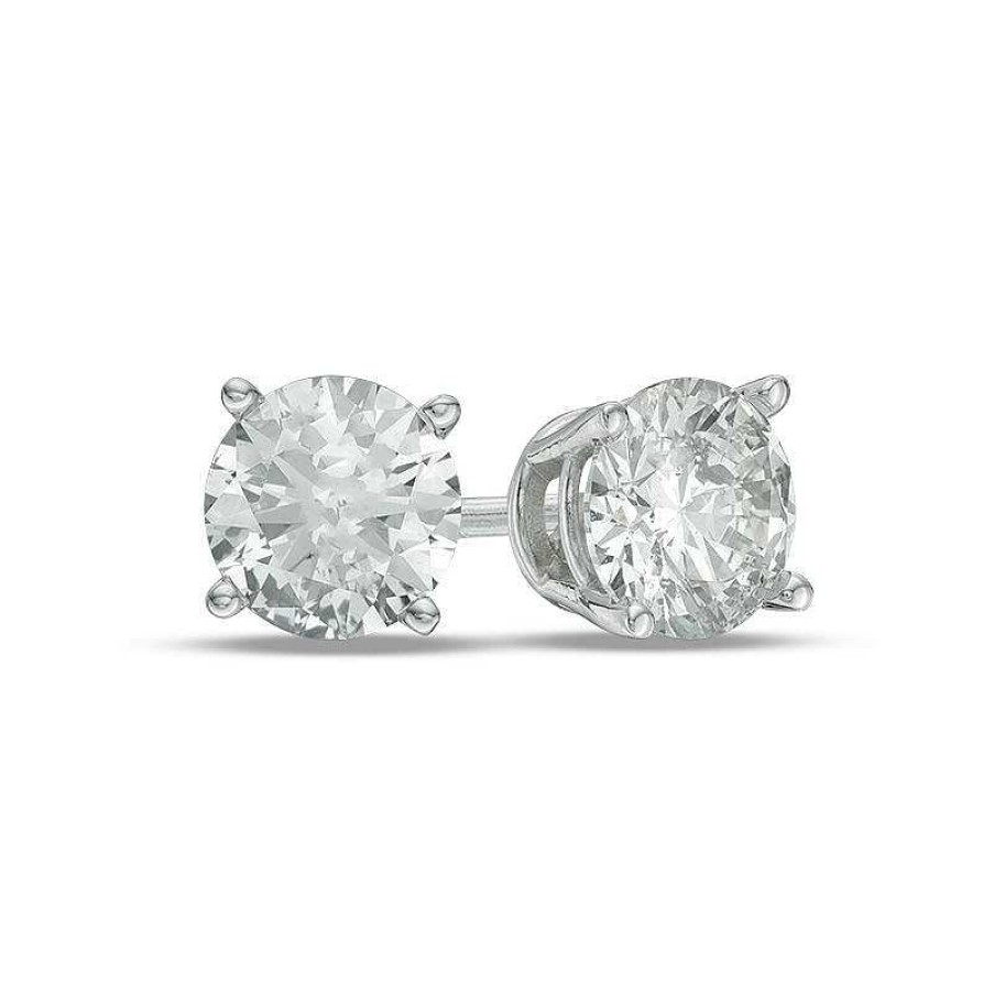 Zales 1 Ct. T.W. Diamond Solitaire Stud Earrings In 14K White Gold (I/I2) Earrings