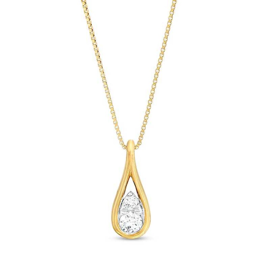 Zales 1/4 Ct. T.W. Certified Pear-Shaped Lab-Created Multi-Diamond Teardrop Pendant In 14K Gold (F/Si2) Necklaces