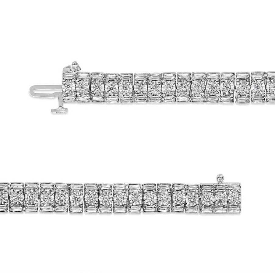 Zales 1 Ct. T.W. Diamond Collar Line Bracelet In Sterling Silver - 7.25" Bracelets