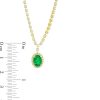 Zales Oval Lab-Created Emerald And White Lab-Created Sapphire Frame Chain Necklace In 10K Gold - 17" Necklaces