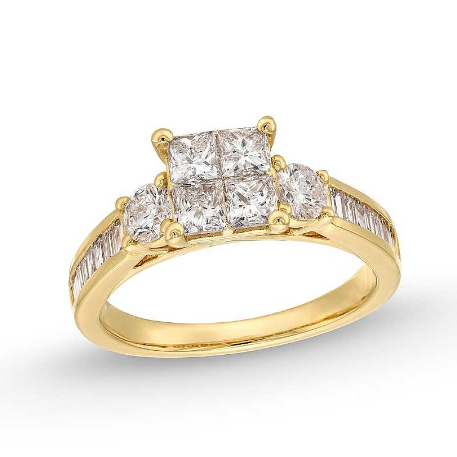 Zales 1-3/8 Ct. T.W. Quad Princess-Cut Diamond Channel Shank Engagement Ring In 14K Gold Rings