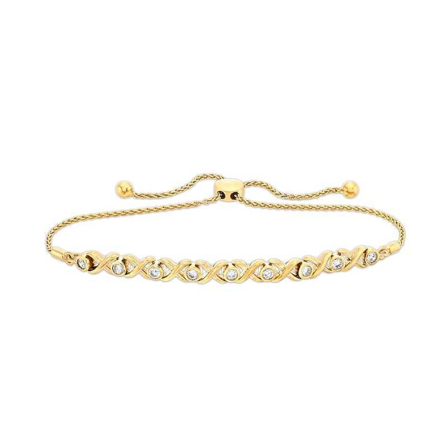 Zales 1/2 Ct. T.W. Certified Lab-Created Diamond "Xo" Bolo Bracelet In 14K Gold (F/Si2) - 9.5" Bracelets