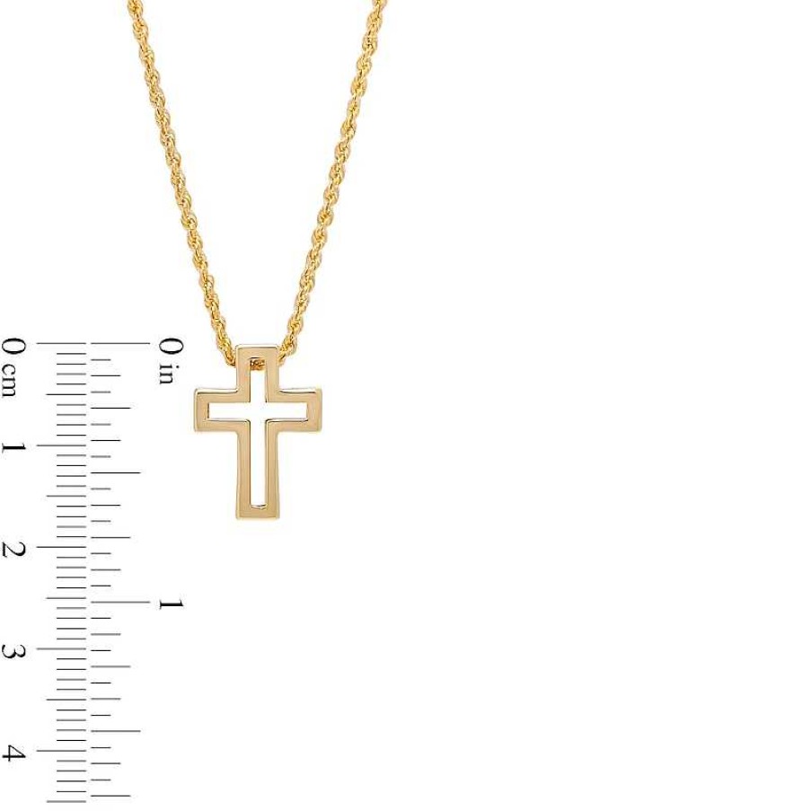 Zales Bold Cross Outline Pendant In 10K Gold Necklaces