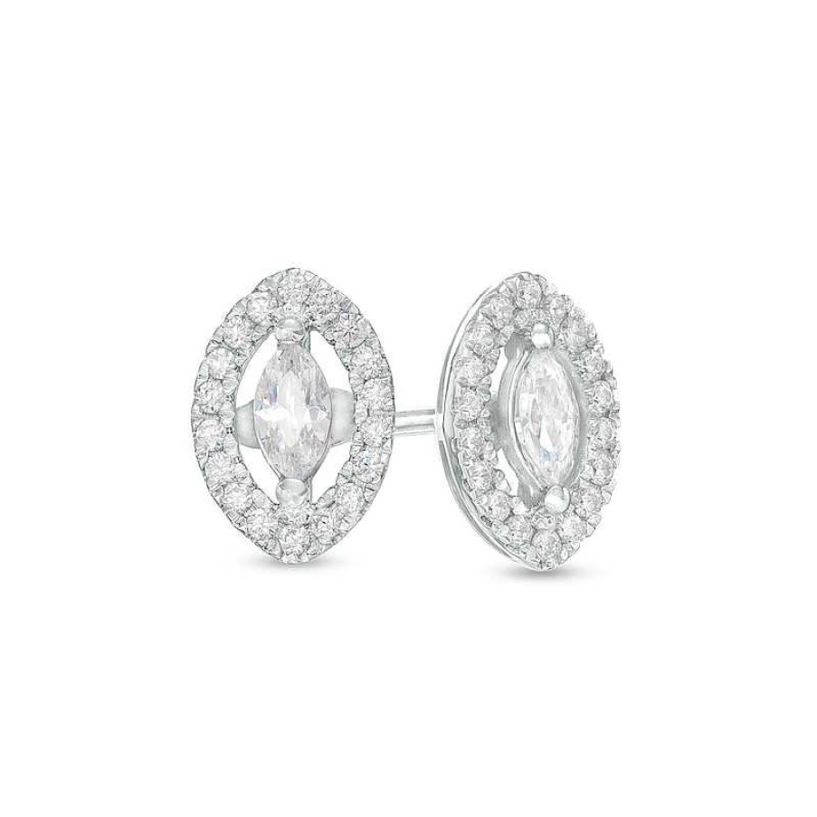 Zales 3/8 Ct. T.W. Marquise Diamond Open Frame Stud Earrings In 10K White Gold Earrings