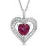 Zales 8.0Mm Heart-Shaped Lab-Created Ruby And White Sapphire Heart Pendant In Sterling Silver Necklaces