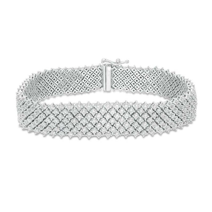 Zales 10 Ct. T.W. Diamond Multi-Row Bracelet In 10K White Gold Bracelets