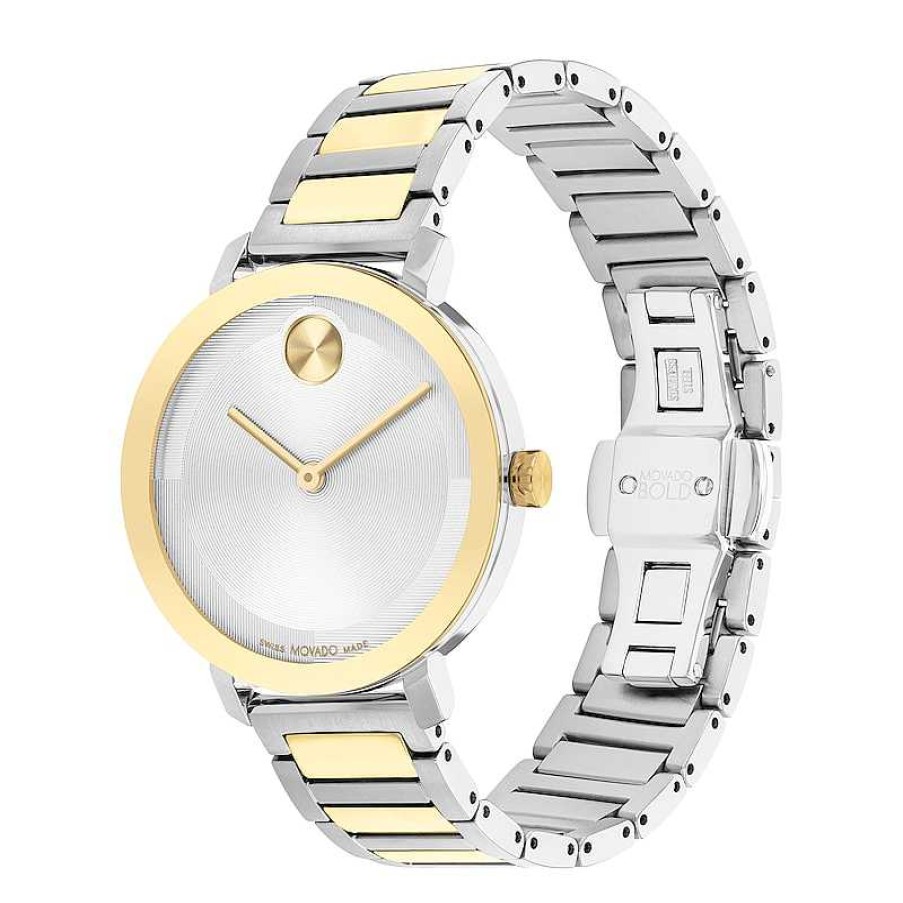 Movado Ladies' Movado Bold® Evolution Two-Tone Ip Watch With Textured Tonal Silver-Tone Dial (Model: 3601105) Watches