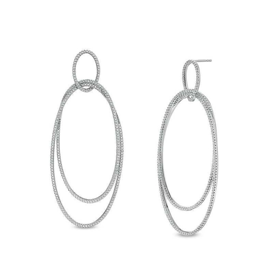 Zales Vera Wang Love Collection 1-1/2 Ct. T.W. Diamond Double Oval Drop Earrings In 10K White Gold Earrings