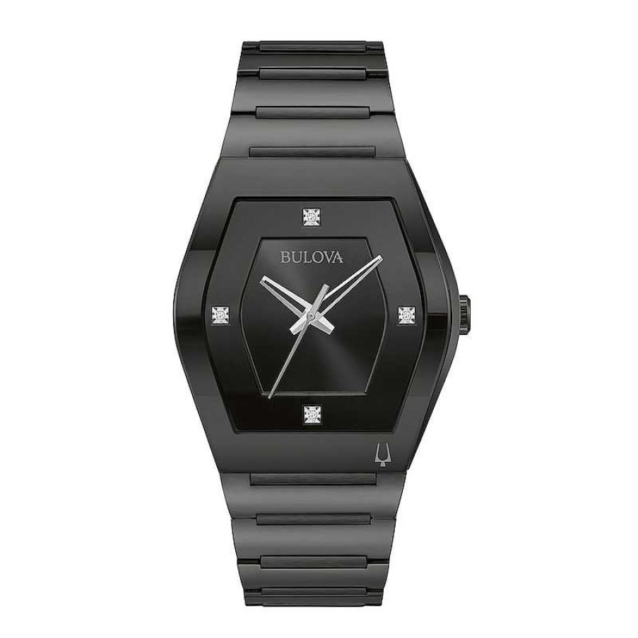 Bulova Men'S Bulova Modern Gemini Diamond Accent Black Watch With Tonneau Dial (Model: 98D177) Watches