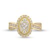 Zales 1 Ct. T.W. Oval Multi-Diamond Frame Crossover Shank Engagement Ring In 14K Gold Rings