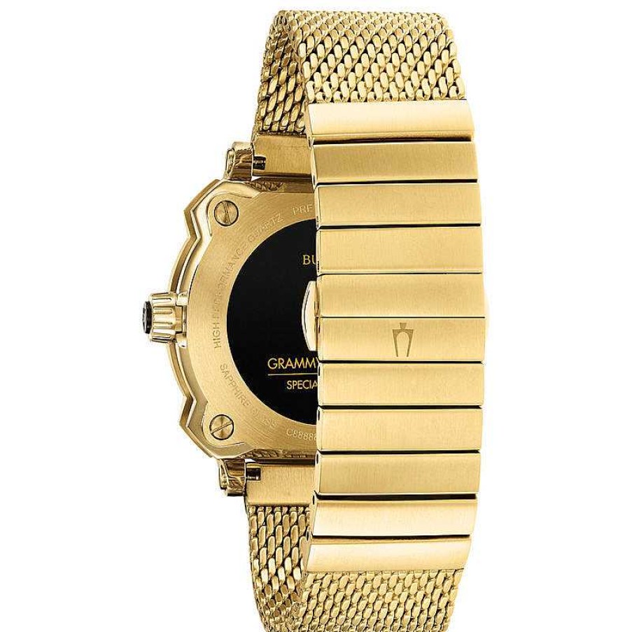 Bulova Bulova Precisionist Special Grammy® Edition Diamond Accent Gold-Tone Mesh Watch With Black Dial (Model: 97P124) Watches