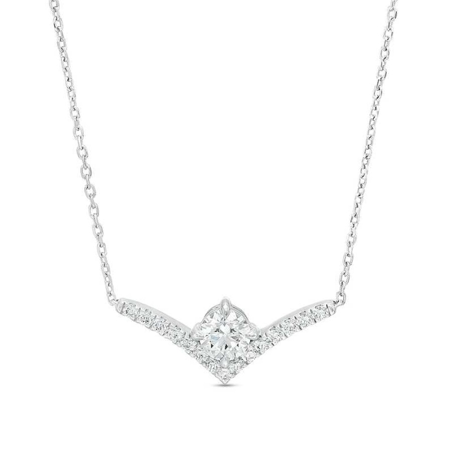 Zales You'Re The One 5/8 Ct. T.W. Certified Lab-Created Diamond Chevron Necklace In 14K White Gold (F/Si2) 18.5" Necklaces