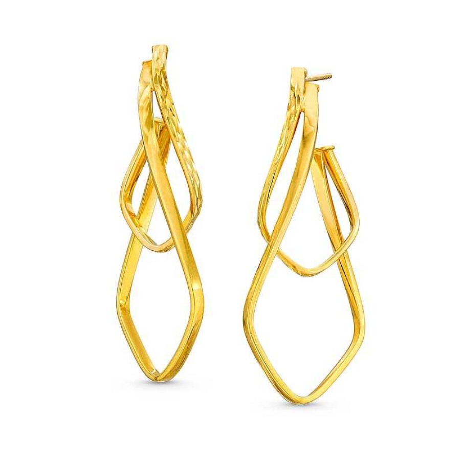 Zales Swirling Layered Double Pendulum Hoop Earrings In 10K Gold Earrings