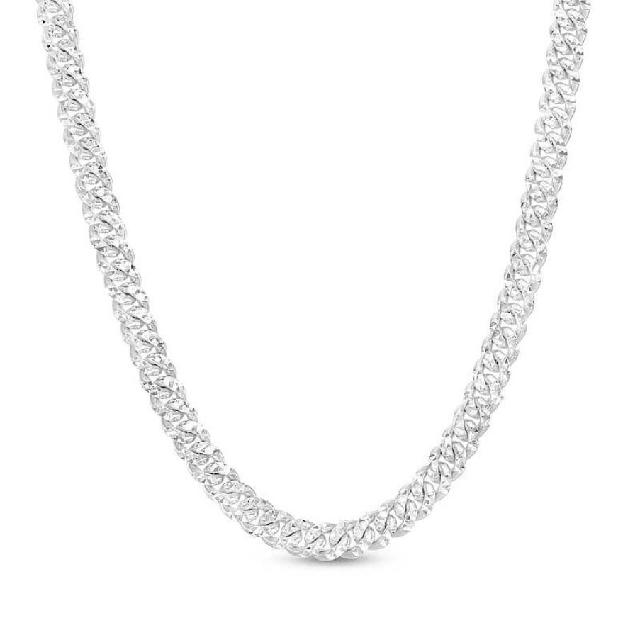 Zales Men'S 6.0Mm Diamond-Cut Cuban Link Chain Necklace In Solid Sterling Silver - 22" Necklaces