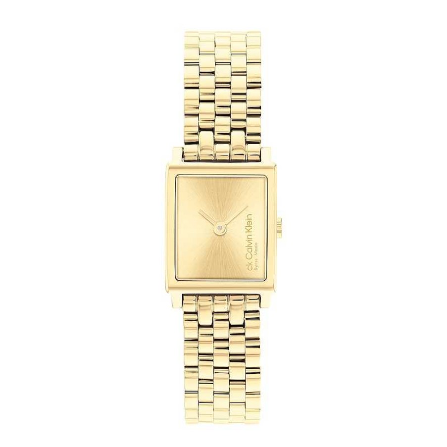 Calvin Klein Ladies' Calvin Klein Gold-Tone Ip Watch With Rectangular Dial (Model: 25000004) Watches