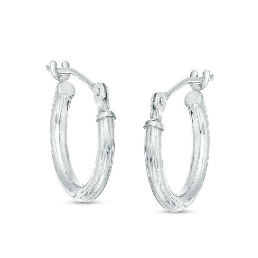 Zales 13Mm Diamond-Cut Hoop Earrings In 14K White Gold Earrings