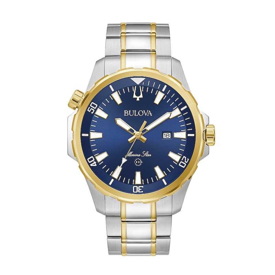 Bulova Men'S Bulova Marine Star Two-Tone Watch With Blue Dial (Model: 98B384) Watches