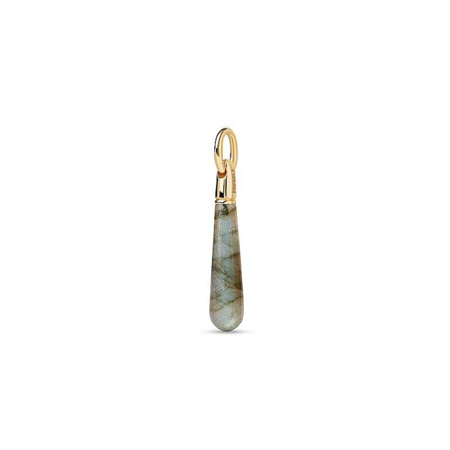 Zales Pdpaola At Zales Labradorite Medium Teardrop Hoop Earring And Necklace Charm In Sterling Silver With 18K Gold Plate Necklaces