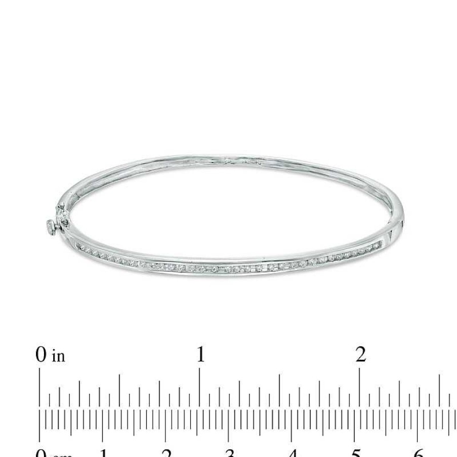 Zales 1/4 Ct. T.W. Diamond Bangle In 10K White Gold Bracelets