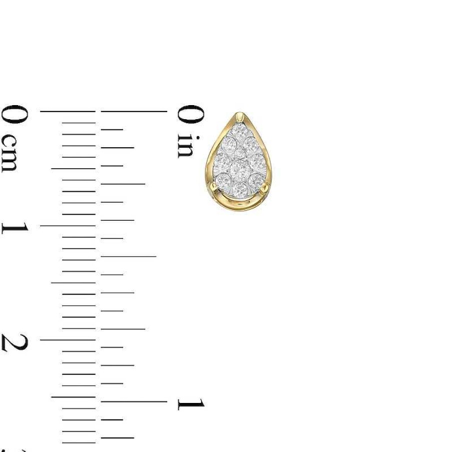 Zales 1/4 Ct. T.W. Pear-Shaped Multi-Diamond Stud Earrings In 10K Gold Earrings