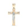 Zales Made In Italy Men'S Textured Crucifix Necklace Charm In 10K Two-Tone Gold Necklaces