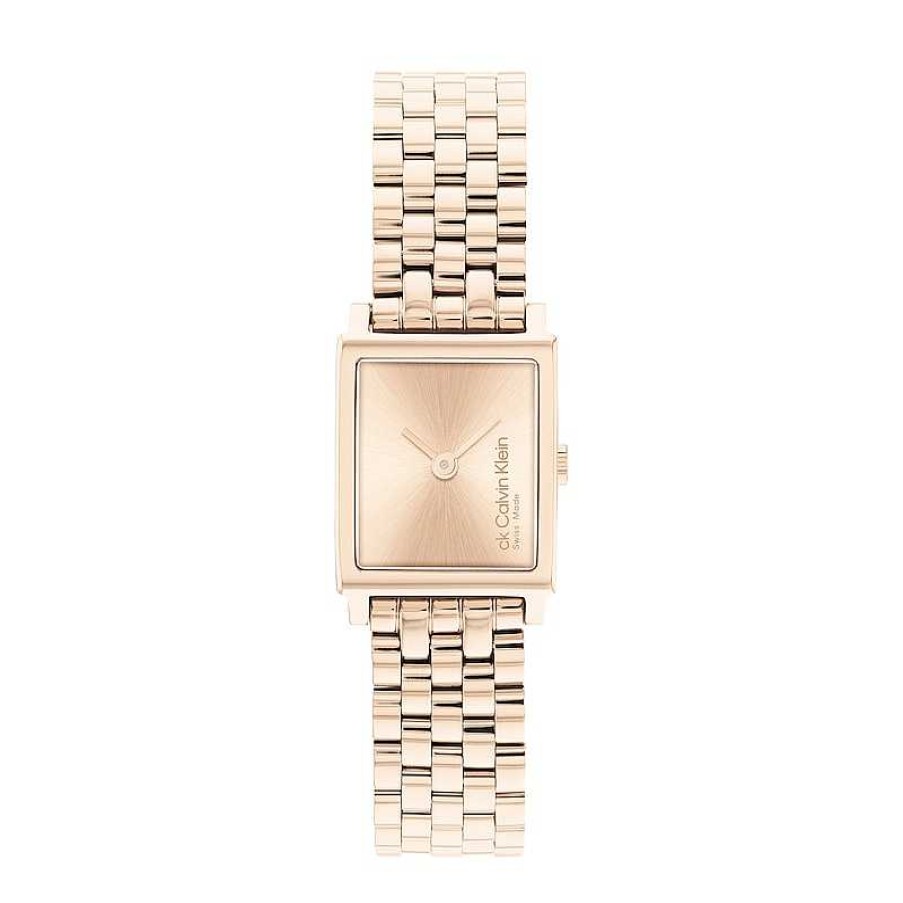 Calvin Klein Ladies' Calvin Klein Rose-Tone Ip Watch With Rectangular Dial (Model: 25000003) Watches