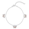 Zales Enchanted Disney Mulan 1/6 Ct. T.W. Diamond Butterflies Station Bracelet In Sterling Silver And 10K Rose Gold - 9" Bracelets