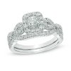 Zales 1 Ct. T.W. Princess-Cut Diamond Frame Twist Bridal Set In 14K White Gold Rings