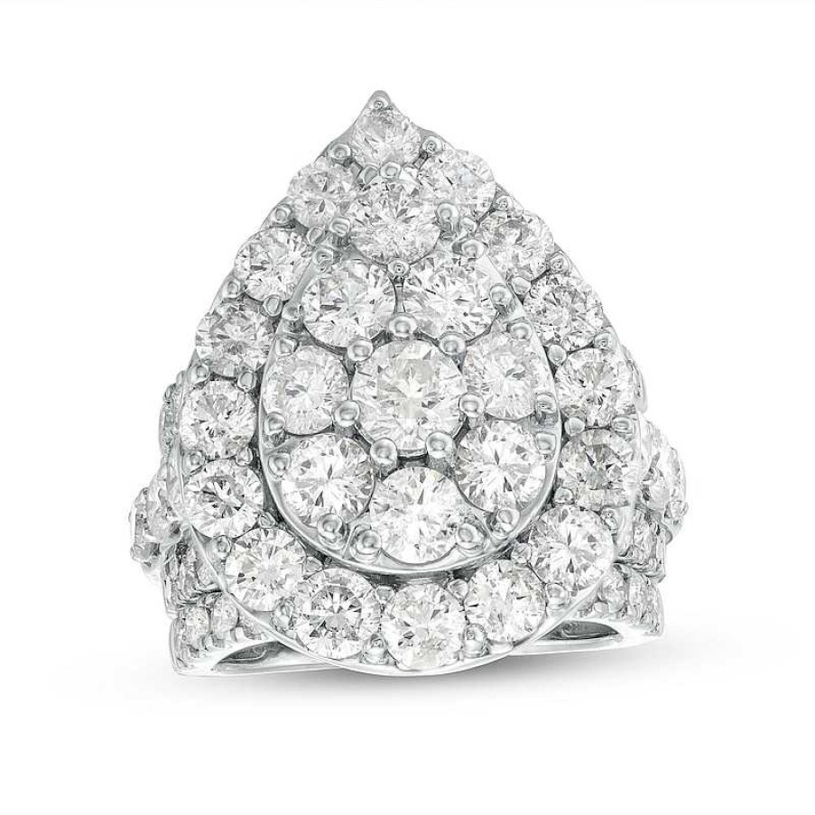 Zales 7 Ct. T.W. Pear-Shaped Multi-Diamond Frame Three Piece Bridal Set In 14K White Gold Rings