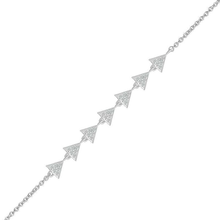 Zales 1/8 Ct. T.W. Diamond Sideways Triangles Bracelet In Sterling Silver - 7.5" Bracelets