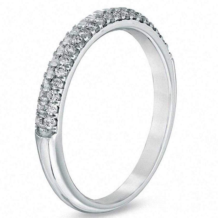 Zales Vera Wang Love Collection 3/8 Ct. T.W. Diamond Two Row Band In 14K White Gold Rings