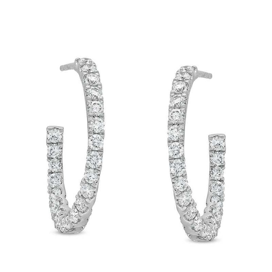 Zales 1-1/2 Ct. T.W. Certified Lab-Created Diamond Curved Open Hoop Earrings In 14K White Gold (F/Si2) Earrings