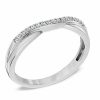 Zales 1/10 Ct. T.W. Diamond Twist Contour Wedding Band In 14K White Gold Rings