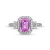 Zales Emerald-Cut Pink And White Lab-Created Sapphire Framed Ring In Sterling Silver Rings