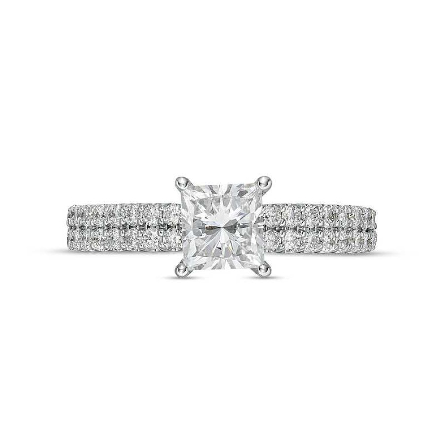 Zales True Lab-Created Diamonds By Vera Wang Love 1-1/2 Ct. T.W. Double Row Shank Engagement Ring In 14K White Gold (F/Vs2) Rings