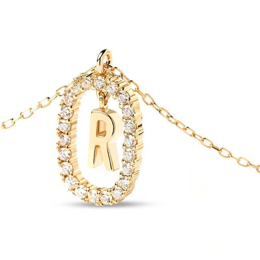 Zales Pdpaola At Zales 1/3 Ct. T.W. Lab-Created Diamond "R" Initial Pendant In 18K Gold - 19.5" Necklaces