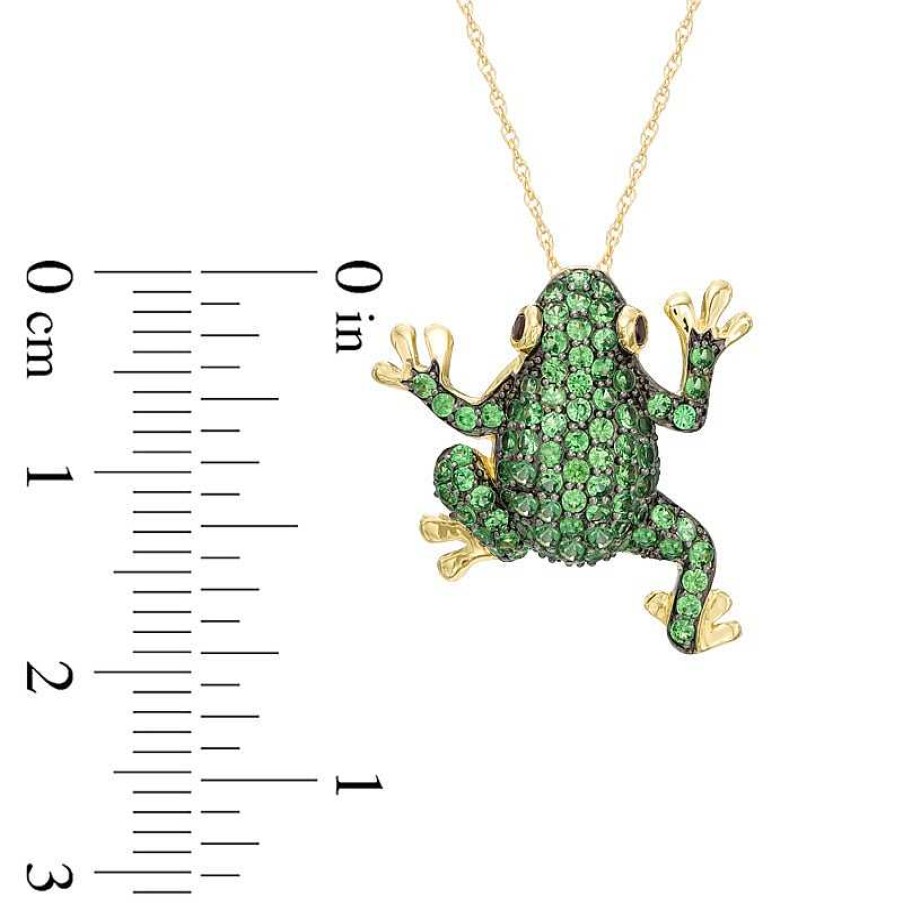 Zales Tsavorite And Garnet Frog Pendant In 10K Gold Necklaces