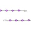 Zales Pear-Shaped Amethyst And White Lab-Created Sapphire Station Line Bracelet In Sterling Silver - 7.25" Bracelets