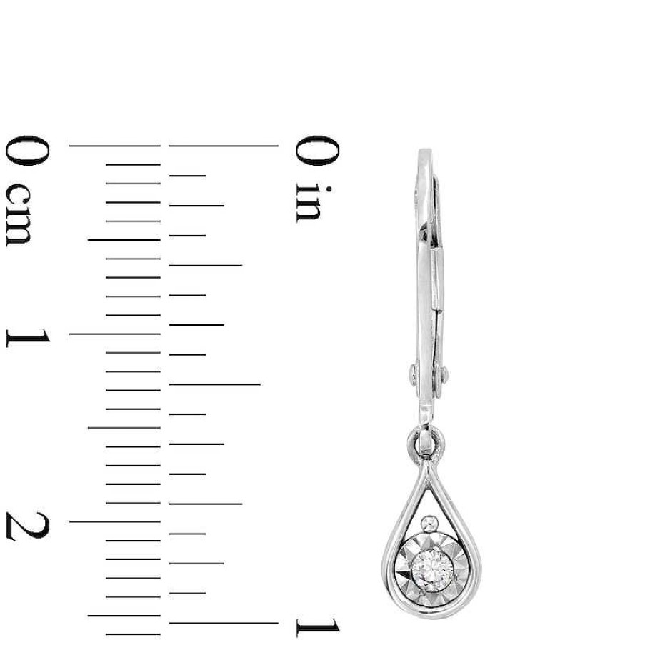 Zales 1/15 Ct. T.W. Diamond Solitaire Pear-Shaped Frame Drop Earrings In 10K White Gold Earrings