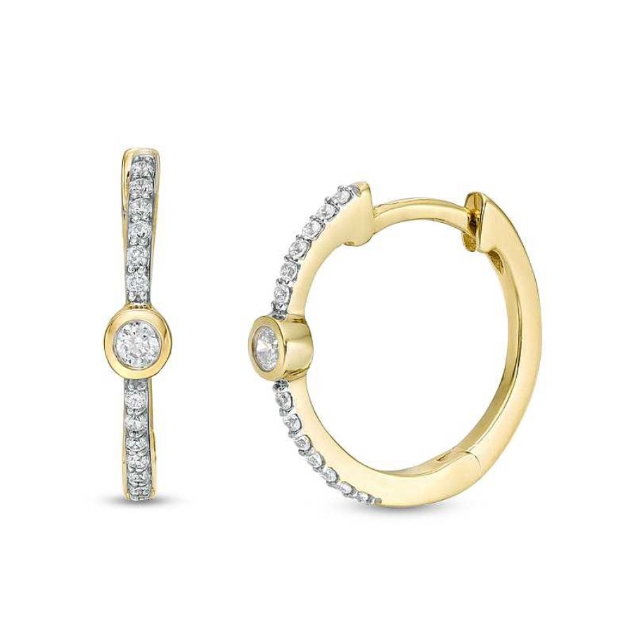 Zales 1/6 Ct. T.W. Diamond Hoop Earrings In 10K Gold Earrings