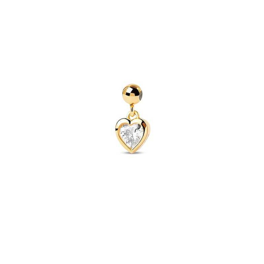 Zales Pdpaola At Zales 4.0Mm Cubic Zirconia Solitaire Heart Bead Charm In Sterling Silver With 18K Gold Plate Necklaces