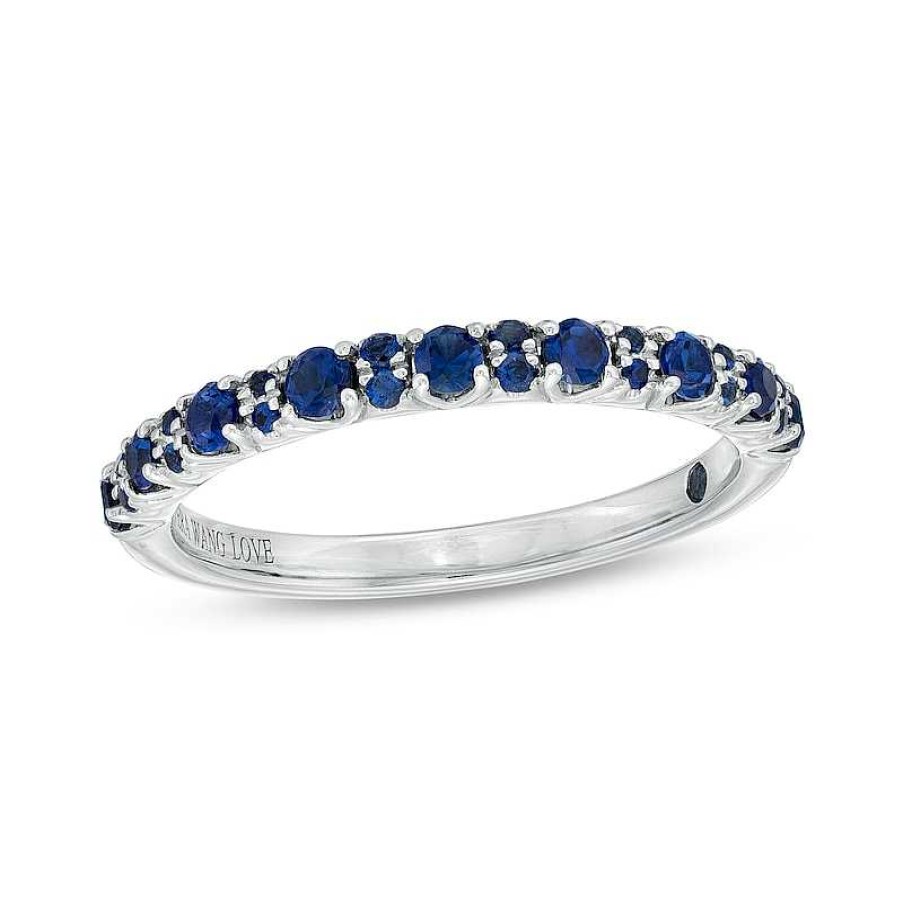 Zales Vera Wang Love Collection Blue Sapphire Anniversary Band In 14K White Gold Rings